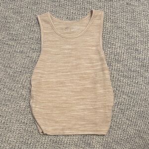 Aerie Ribbed Tank Top Neutral Oatmeal Beige Size Small